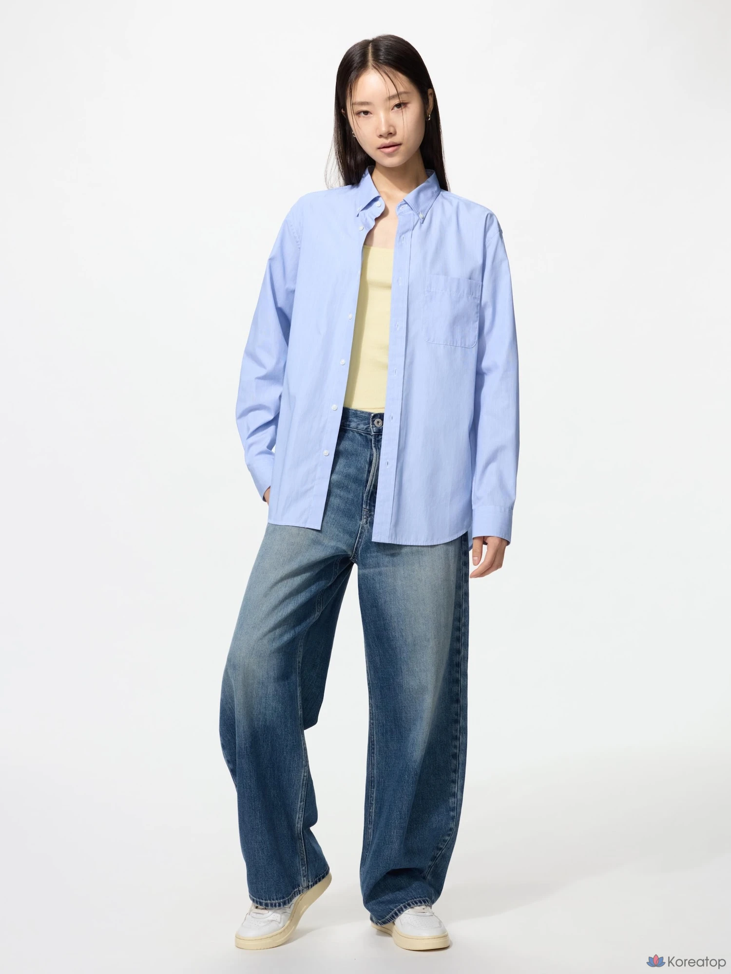 Рубашка Uniqlo Broadcloth Shirt (Button-Down Collar) Hairline, фото 5