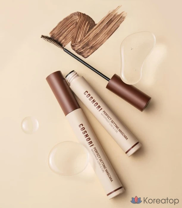 Тушь для ресниц Cosnori Perfect Setting Waterproof Long & Curl Mascara, оттенок Cozy Brown, 7 мл, 1 шт.