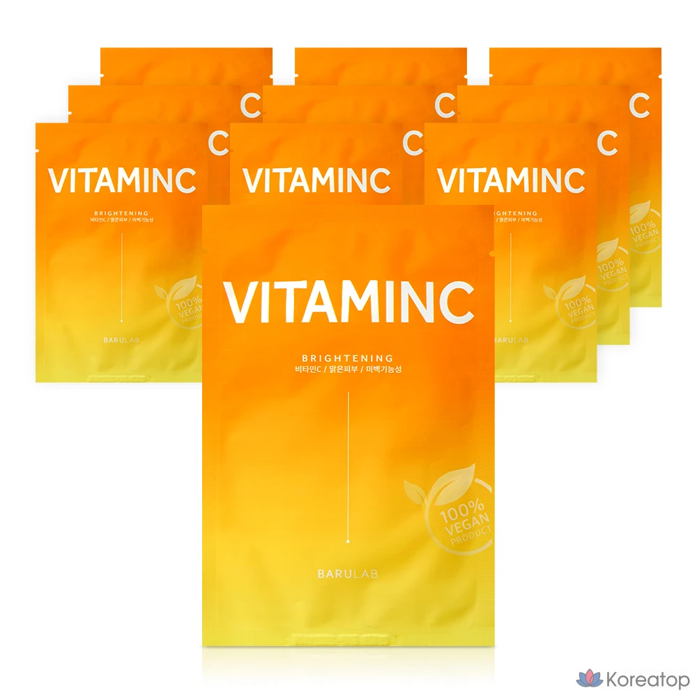 Тканевая маска для лица BARULAB The Clean Vegan Mask Skin Tone-Up Vitamin C, 10 шт.