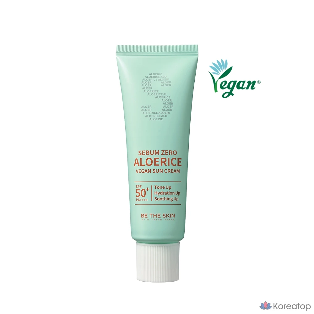 Солнцезащитный крем Be The Skin Sebum Zero Aloe Rice Vegan Sun Cream SPF 50+ PA++++, 50 мл, 1 шт.