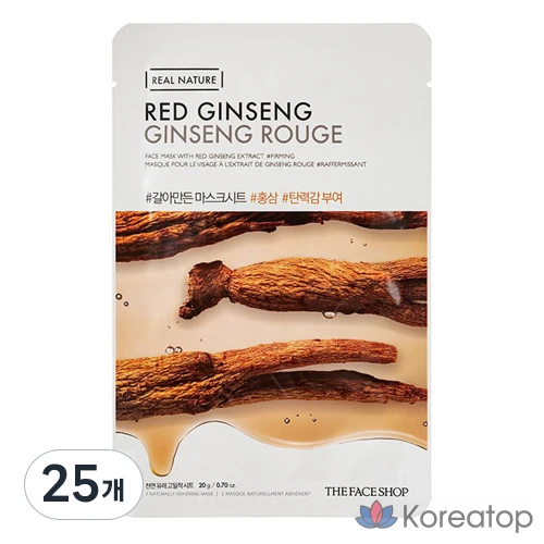Тканевая маска для лица The Face Shop Real Nature Red Ginseng Mask Sheet, 25 шт.