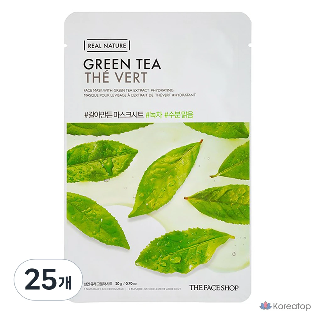 Тканевая маска для лица The Face Shop Real Nature Green Tea Mask Sheet, 25 шт.