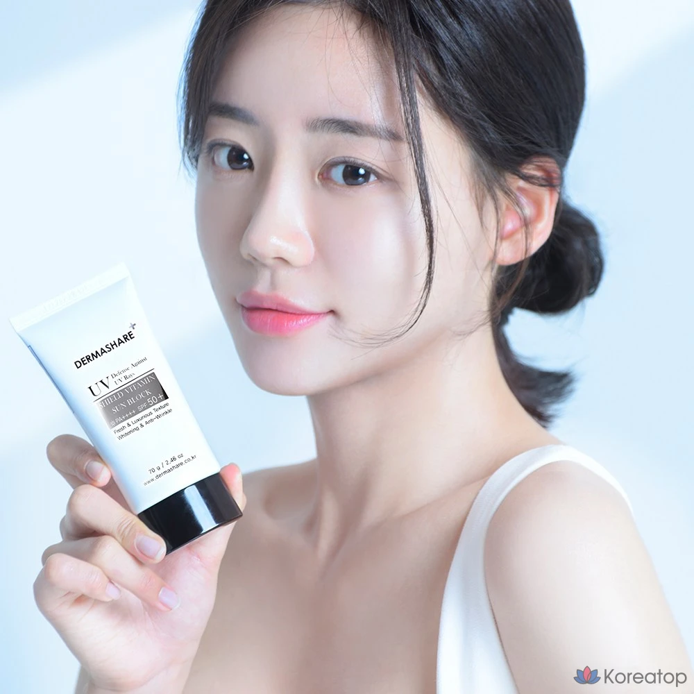 Солнцезащитный крем Dermashare UV Shield Vitamin Tone Up Sunblock SPF50+ PA++++, 70 г, 1 шт.