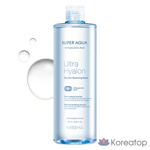 Очищающая мицеллярная вода Missha Super Aqua Ultra Hyalron Micellar Cleansing Water, 500 мл, 1 шт.