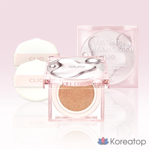 Набор для ухода Clio Kill Cover High Glow Cushion (Cushion + Refill + 2 Puffs), оттенок 3 Linen, 1 шт., фото 2