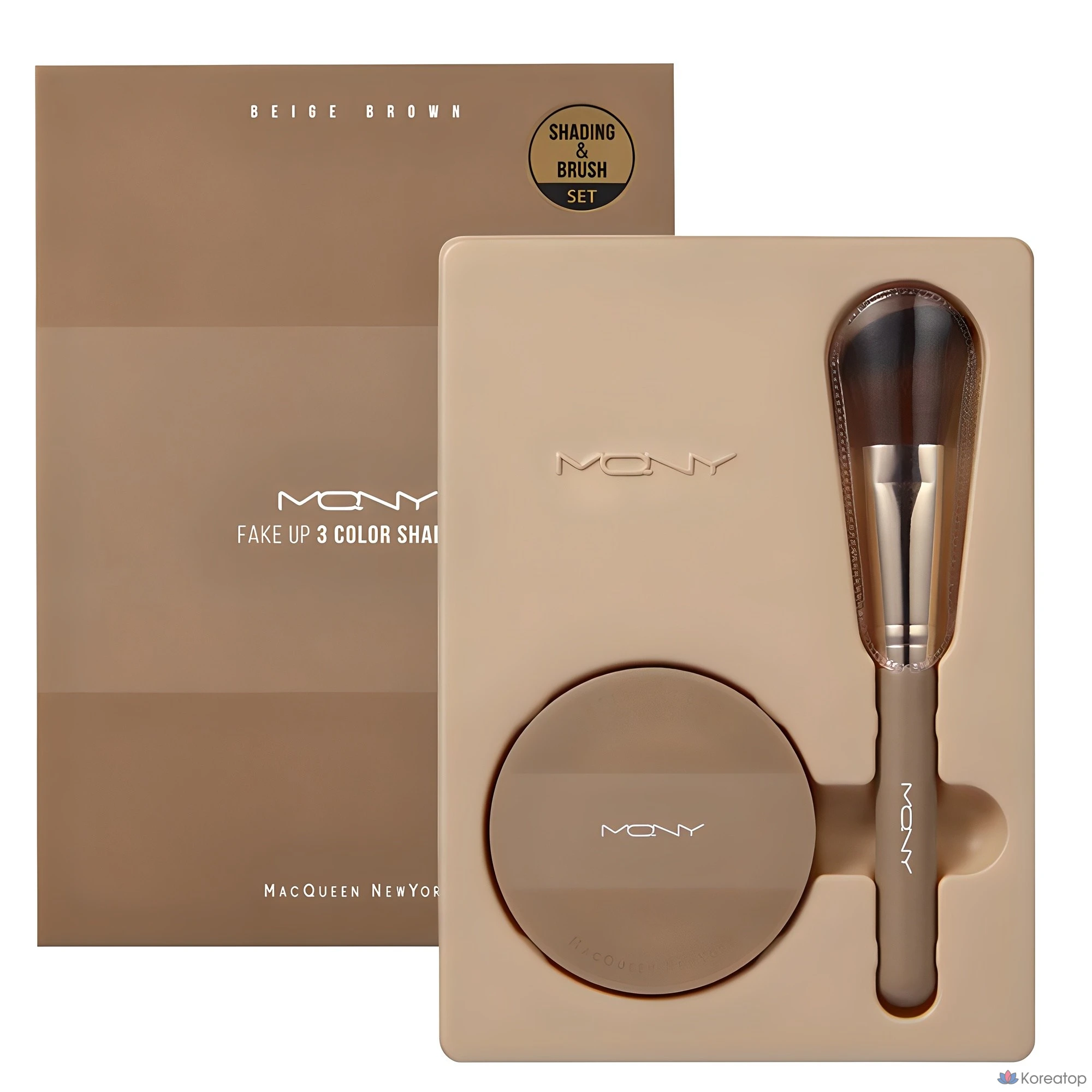 Палетка для контуринга Mqny Fake Up 3-Color Shading, оттенок Beige Brown, 9 г, 1 шт.