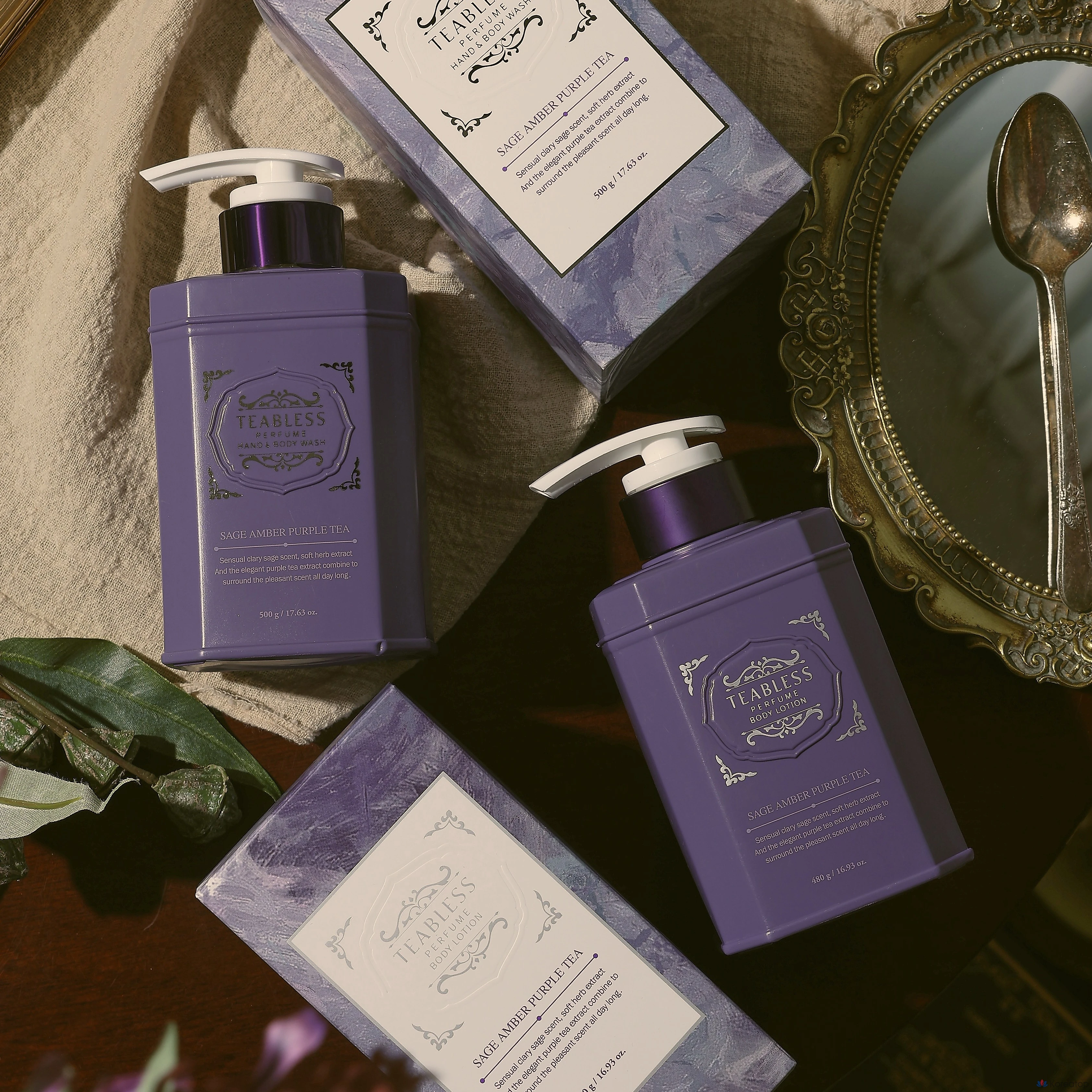 Набор для ухода TEABLESS Sage Amber Purple Tea Perfume Body Lotion & Body Wash Gift Set, 1 шт.