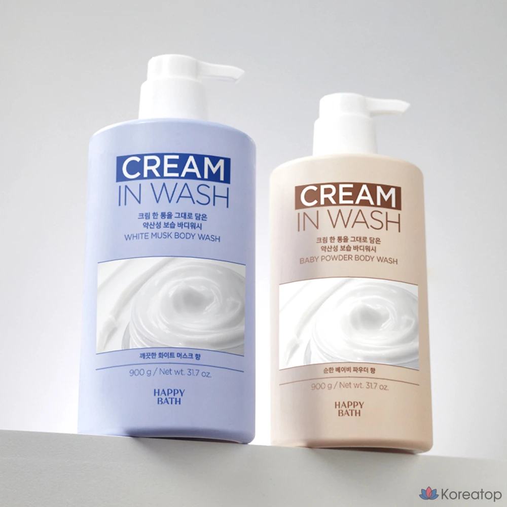 Гель для душа Happy Bath Cream-in Mild Acid Moisture Body Wash, аромат Baby Powder, 900 г, 1 шт.