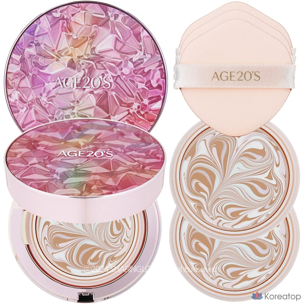 Кушон AGE 20'S Essence Pact Aura, оттенок 21, 1 шт. (основа + 2 сменных блока)