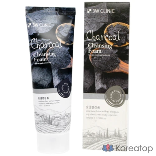 Очищающая пенка 3W Clinic Charcoal Cleansing Foam, 100 мл, 1 шт.
