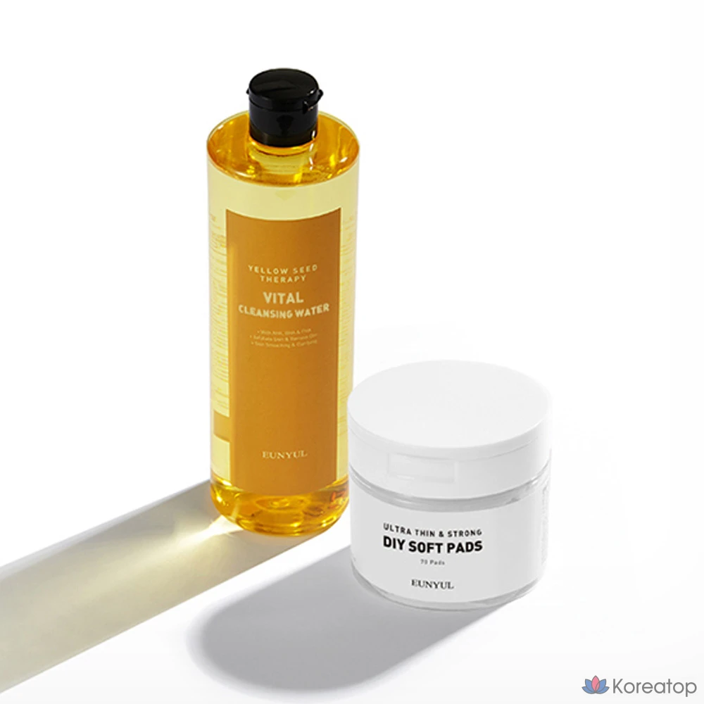 Набор для ухода Eunyul Yellow Seed Therapy Vital Cleansing Water + Pads 2-piece Set, 500 мл + 70 шт., 1 шт.