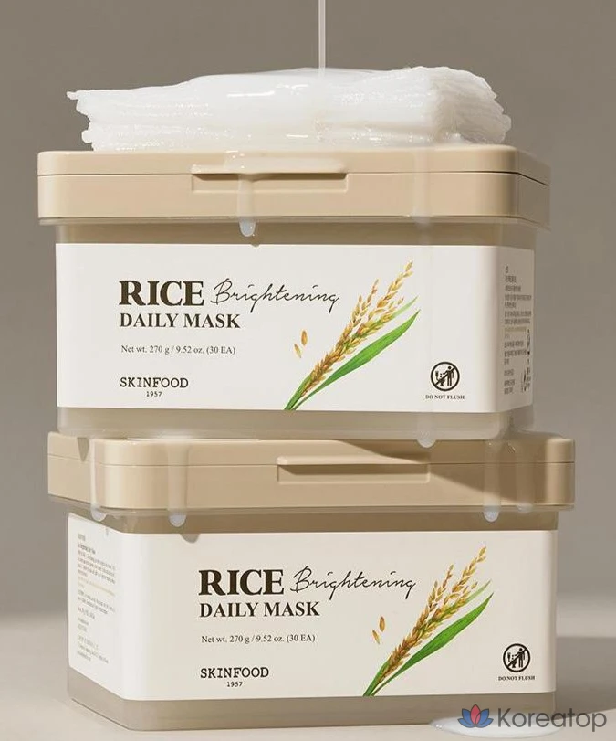 Тканевая маска для лица Skinfood Rice Brightening Daily Mask, 30 шт., фото 4