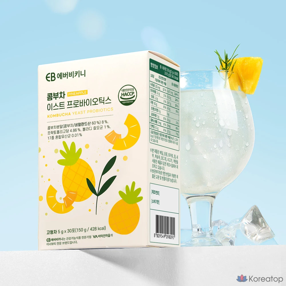 Пищевая добавка EverBikini Kombucha Yeast Probiotics Pineapple Flavor, 150 г, 30 шт.