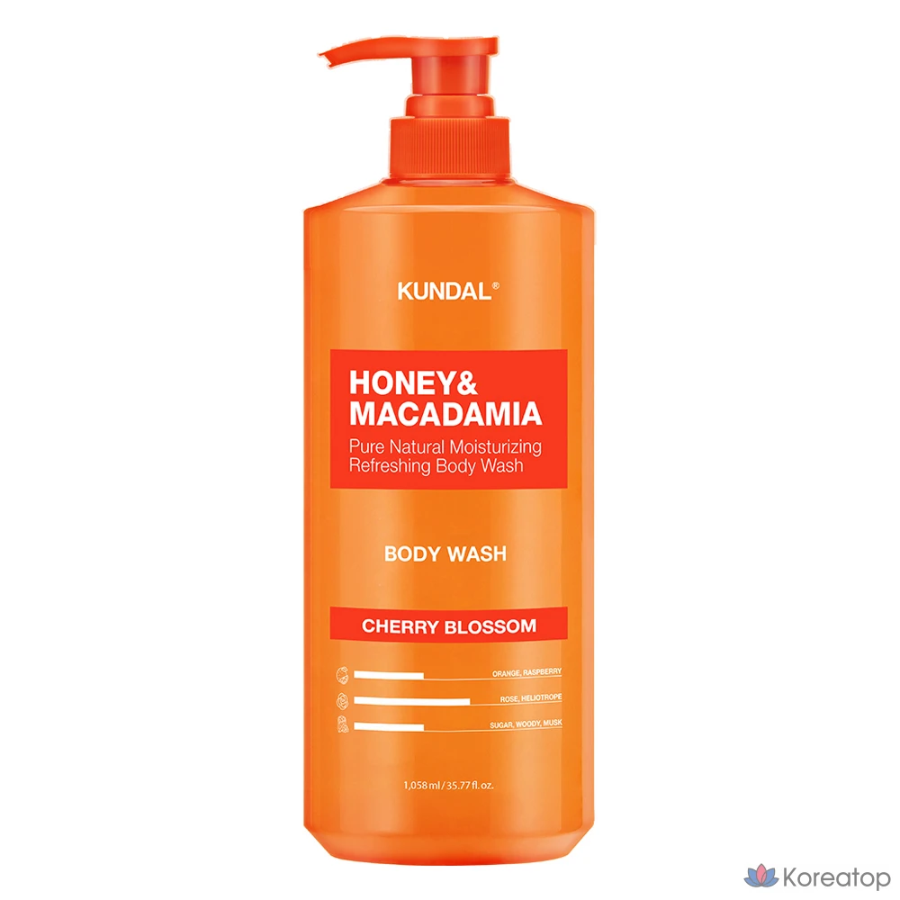 Гель для душа Kundal Honey & Macadamia Pure Body Wash, аромат Cherry Blossom, 1.058 л, 1 шт.