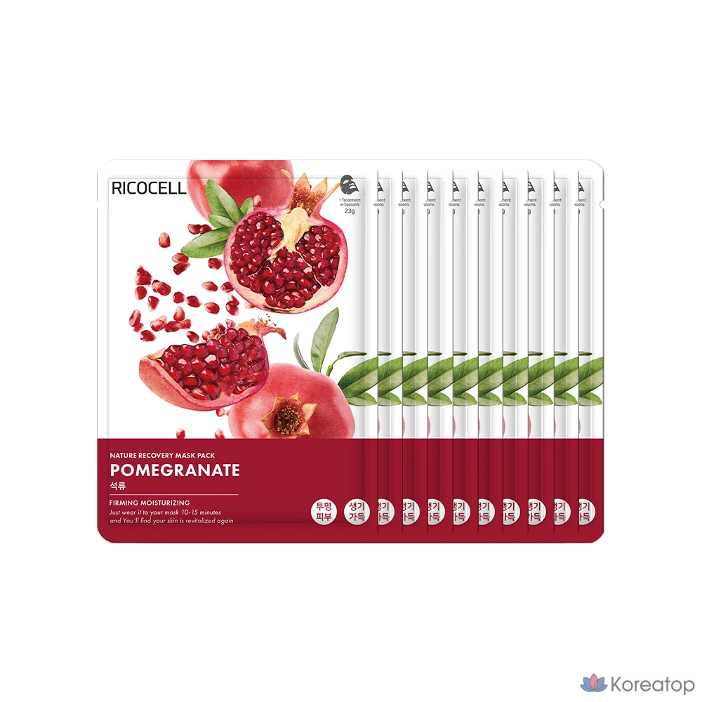 Тканевая маска для лица Ricocell Nature Recovery Pomegranate Mask, 23 г, 20 шт.