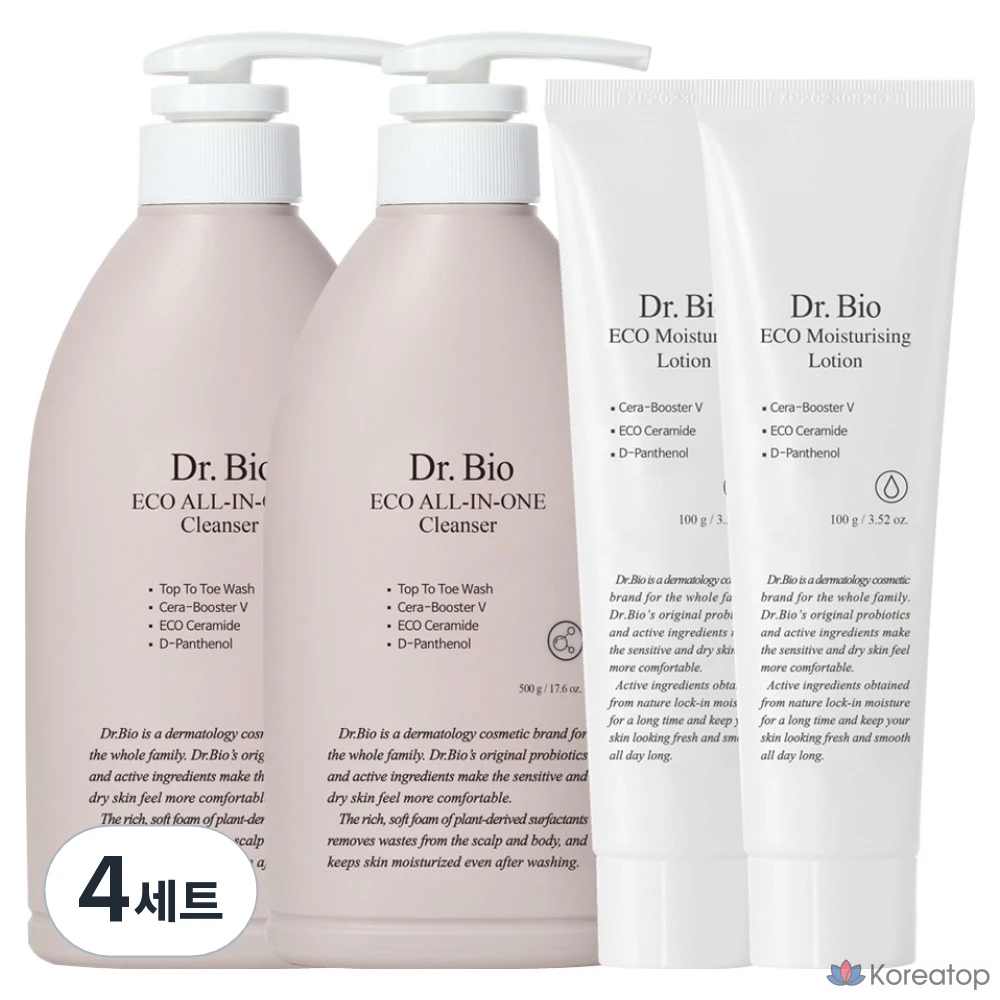 Набор для ухода Dr. Bio Baby All-in-One Cleanser + Lotion Set (Cleanser 500 г + Lotion 100 г), 4 шт.
