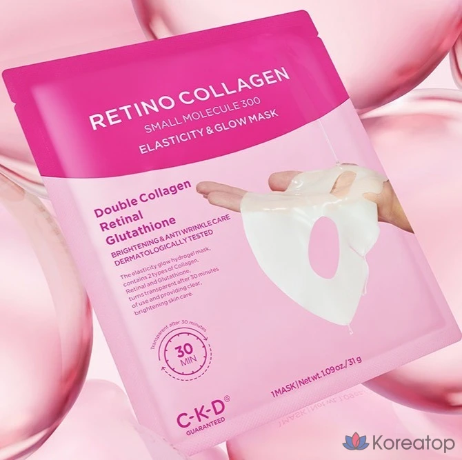 Тканевая маска для лица CKD Jonggeundang Health Retino Collagen Low Molecular 300 Elasticity Glow Mask, 10 шт., фото 5