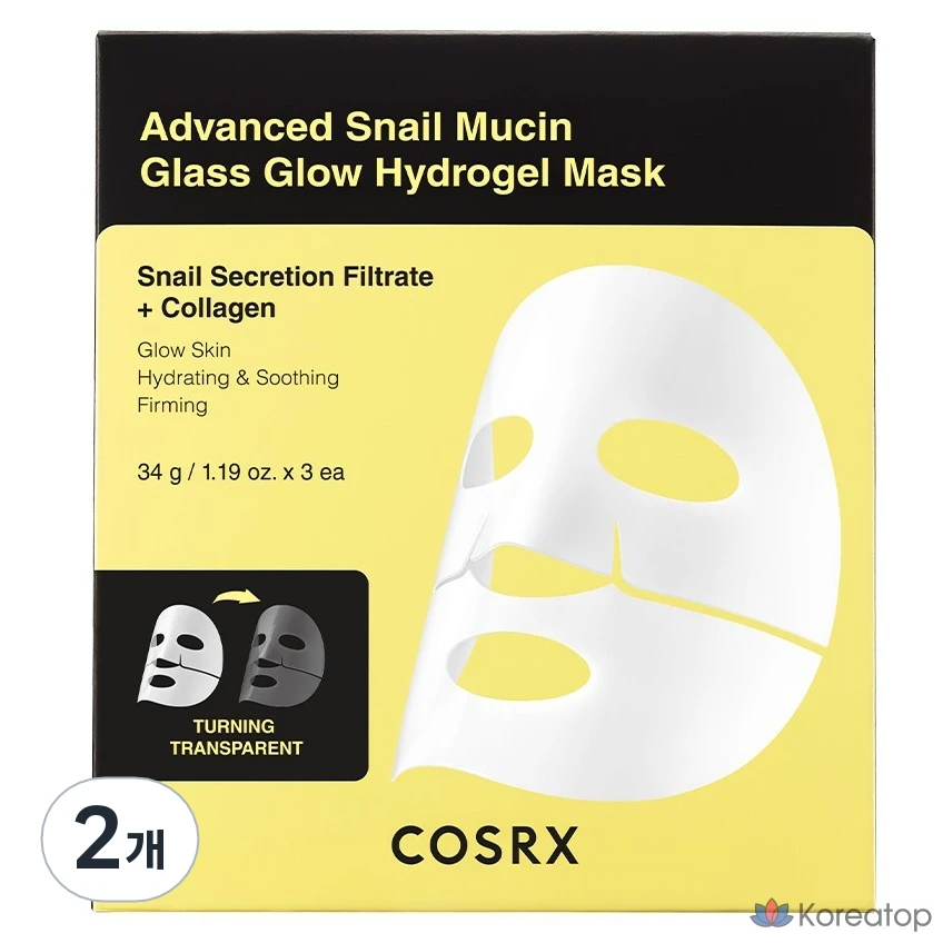 Тканевая маска для лица COSRX Advanced Snail Mucin Glass Glow Hydrogel Mask, 6 шт.