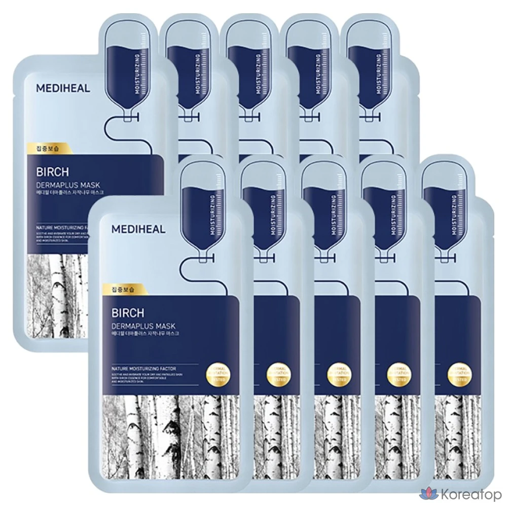 Тканевая маска для лица MEDIHEAL Derma Plus Birch Mask, 10 шт.