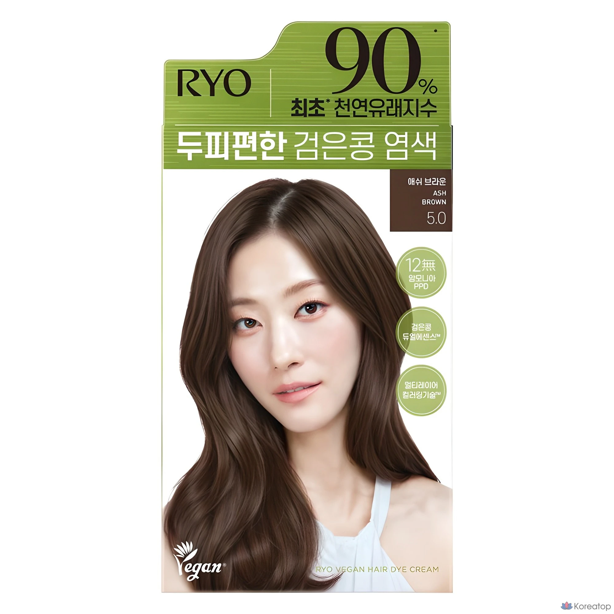 Краска для волос Ryo Scalp Care Black Bean, оттенок 5.0 Ash Brown, 120 г, 1 шт.