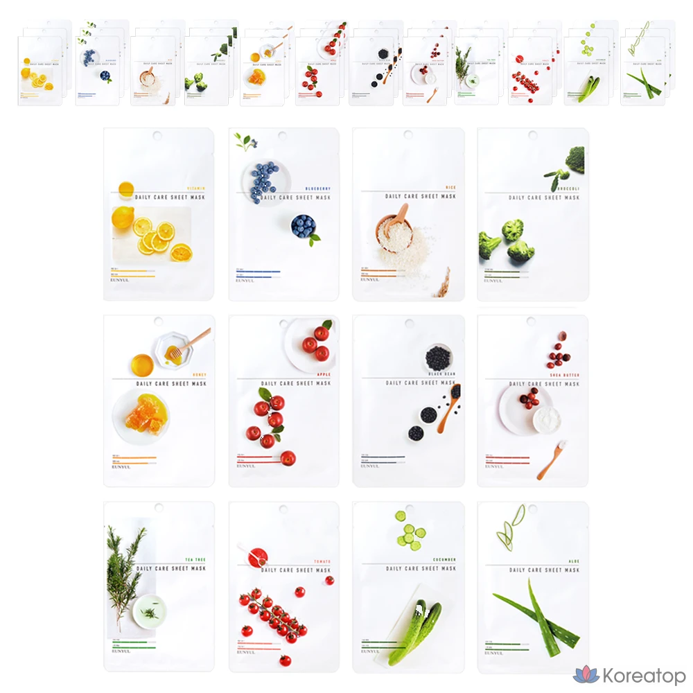 Тканевая маска для лица Eunyul Daily Care Sheet Mask 12 Types, 24 шт.