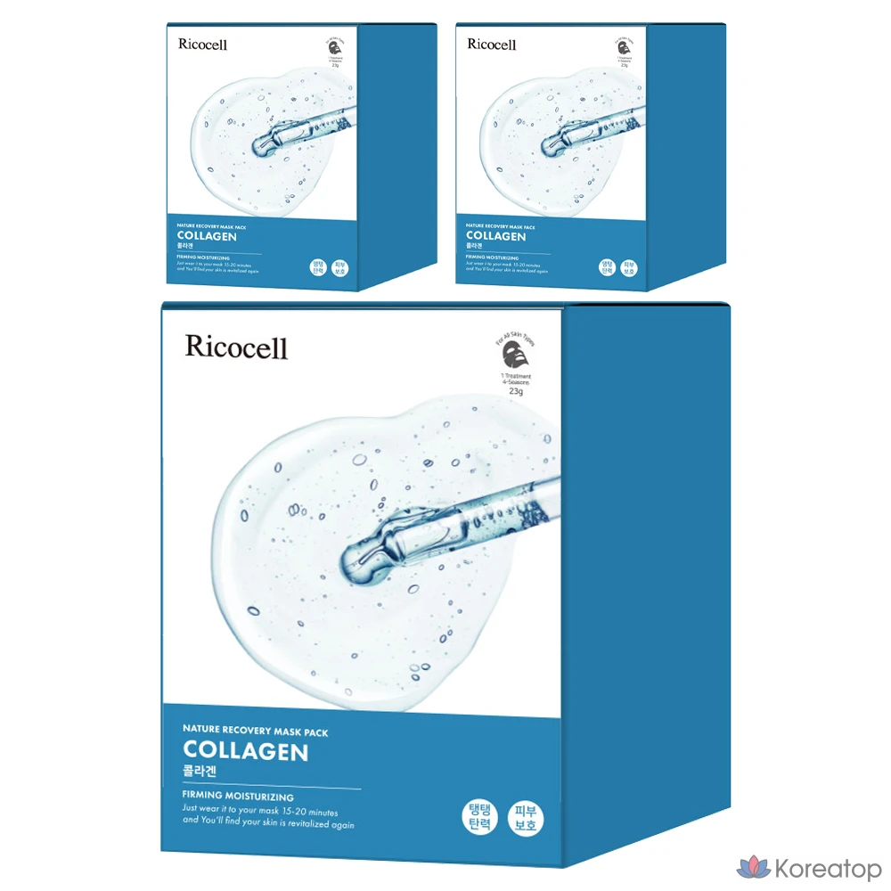 Тканевая маска для лица Ricocell Nature Recovery Mask Collagen, 90 шт.