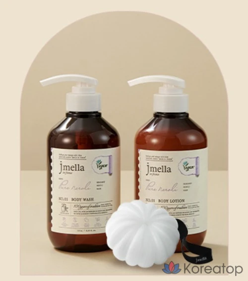 Набор для ухода Jmella In France Pure Neroli Vegan Body Wash + Body Lotion + Shower Ball Gift Set, 4 шт., фото 3