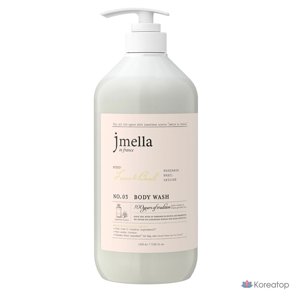 Гель для душа Jmella In France Lime & Basil Body Wash, Basil Citrus, 1 л, 1 шт.