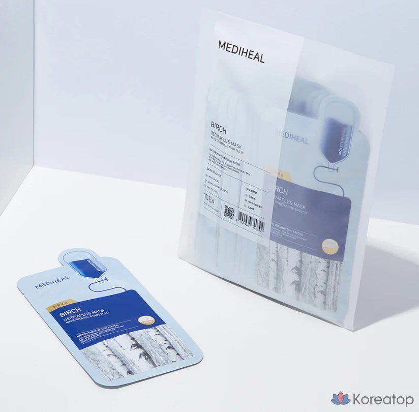 Тканевая маска для лица MEDIHEAL Derma Plus Birch Mask, 10 шт.