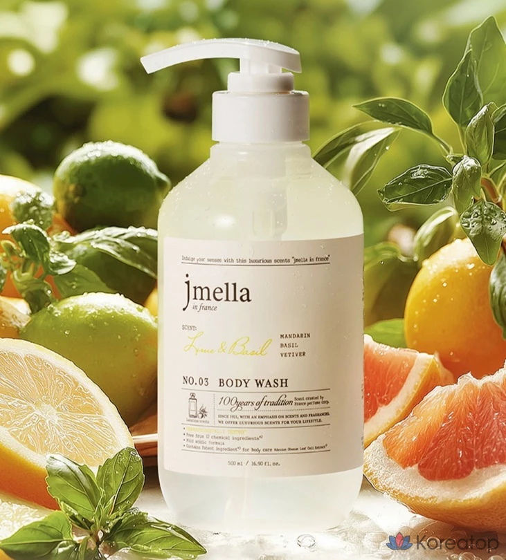 Гель для душа Jmella In France Lime & Basil Body Wash, Basil Citrus, 1 л, 1 шт., фото 2