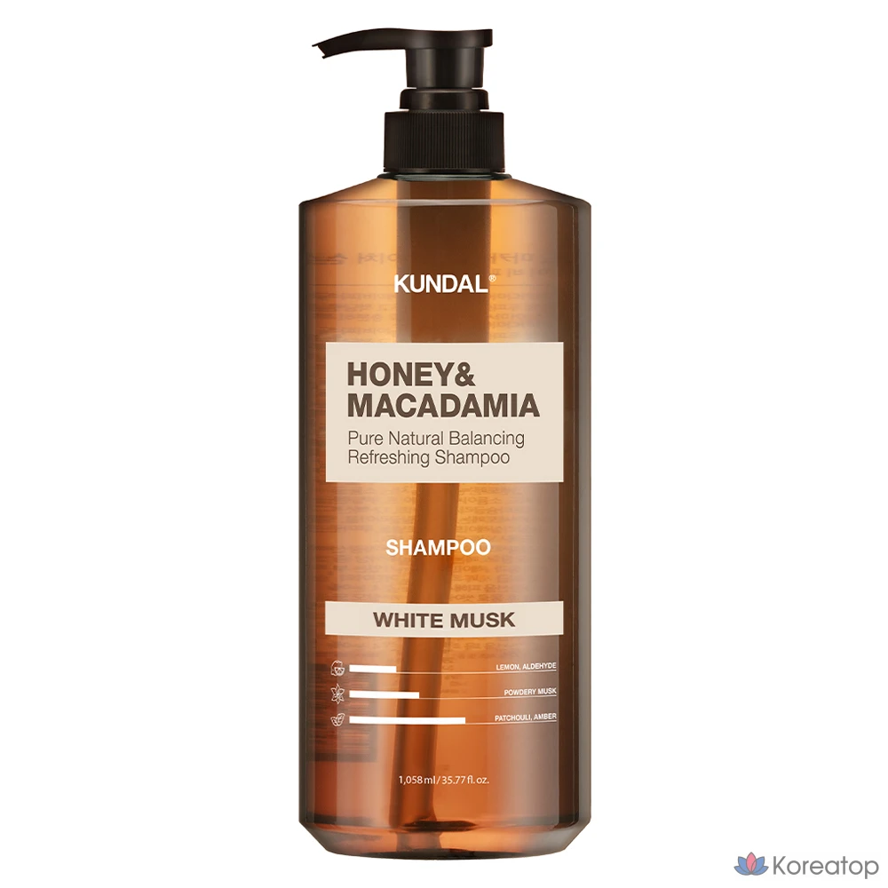 Шампунь Kundal Honey & Macadamia Nature Shampoo, аромат White Musk, 1.058 л, 1 шт.