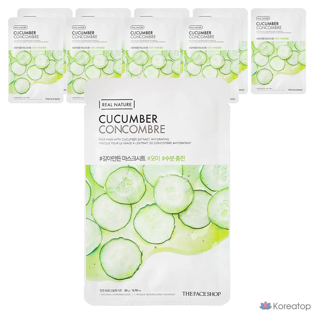 Тканевая маска для лица The Face Shop Real Nature Mask Sheet Cucumber, 10 шт.