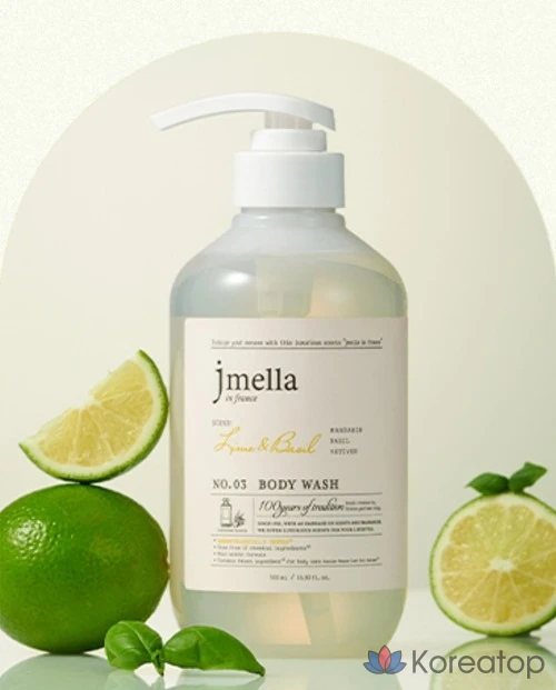 Гель для душа Jmella In France Lime & Basil Body Wash, Basil Citrus, 1 л, 1 шт., фото 3