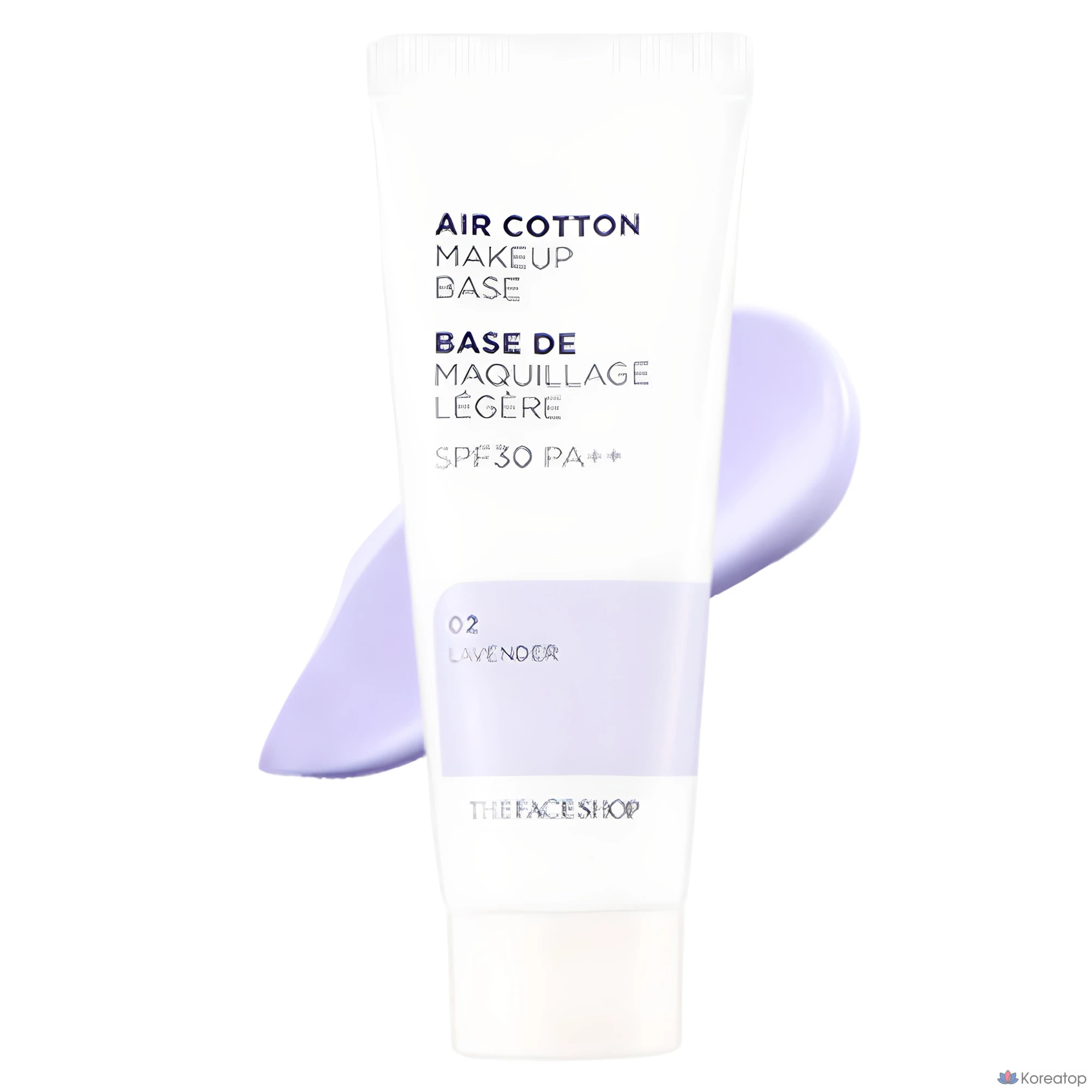 База под макияж The Face Shop Air Cotton Makeup Base, оттенок Lavender, 35 г, 1 шт.