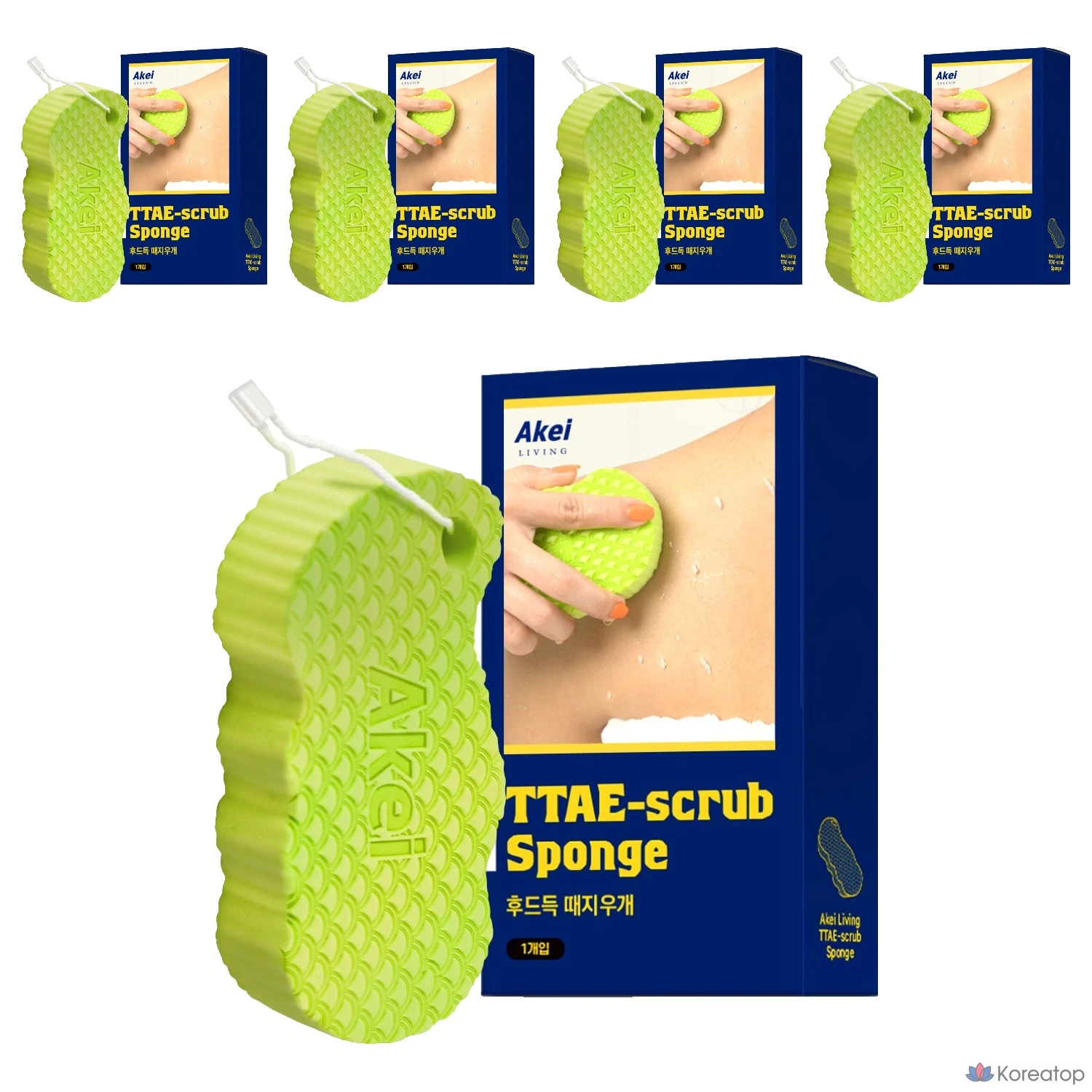 Скраб-спонж Akei Derma+ Living Hood Deok Dead Skin Eraser Sponge, 5 шт.