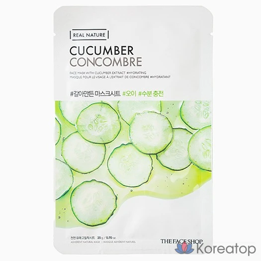 Тканевая маска для лица The Face Shop Real Nature Mask Sheet Cucumber, 10 шт., фото 3