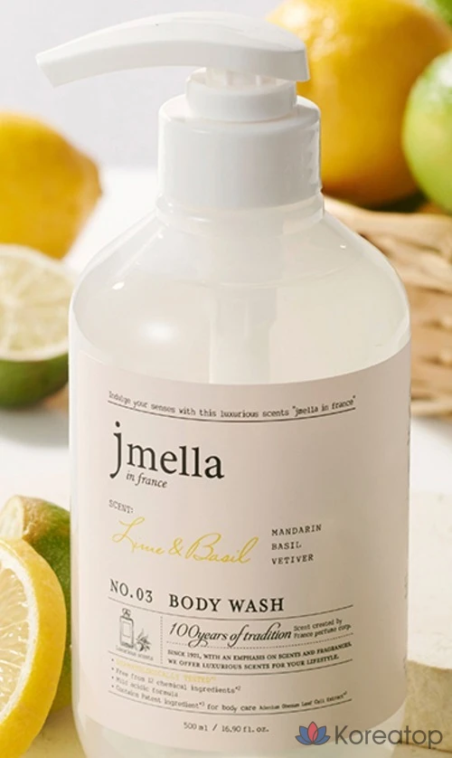 Гель для душа Jmella In France Lime & Basil Body Wash, Basil Citrus, 1 л, 1 шт., фото 4