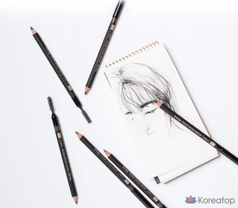 Карандаш для бровей Missha Smudge Proof Wood Eyebrow Pencil, Black, 1 шт., фото 4
