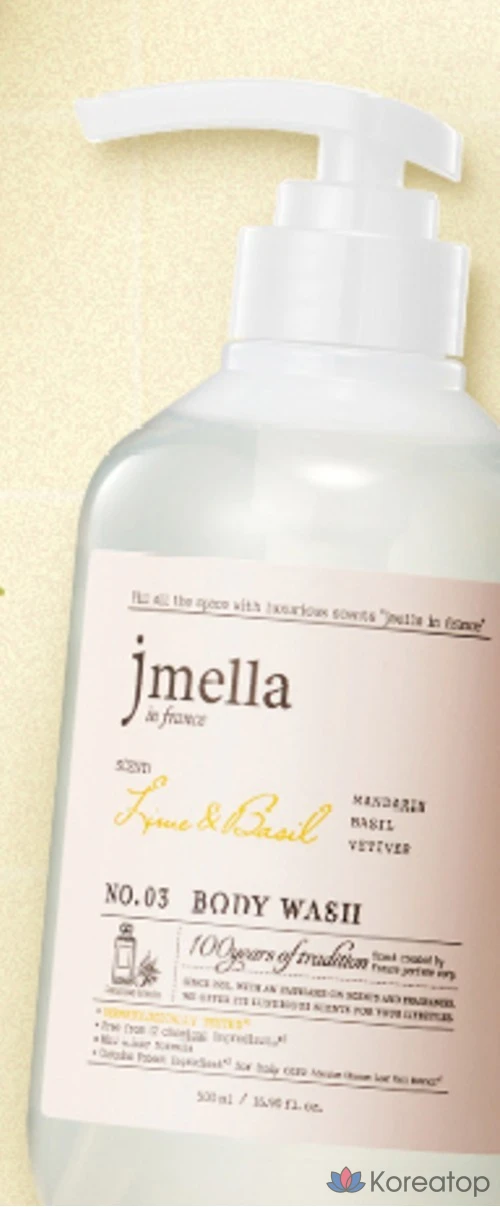 Гель для душа Jmella In France Lime & Basil Body Wash, Basil Citrus, 1 л, 1 шт., фото 5