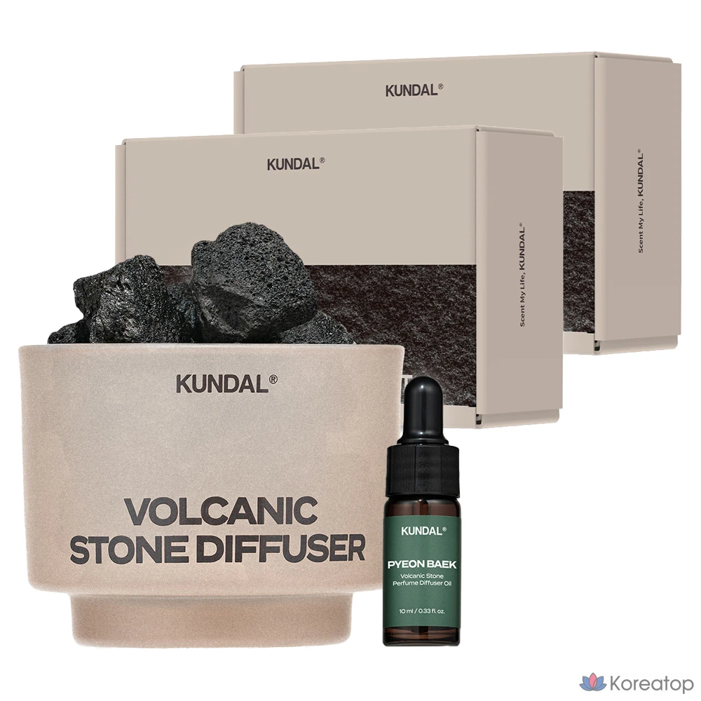 Диффузор для дома Kundal Volcanic Stone Perfume Diffuser Set, Hinoki, 10 мл, 2 шт.
