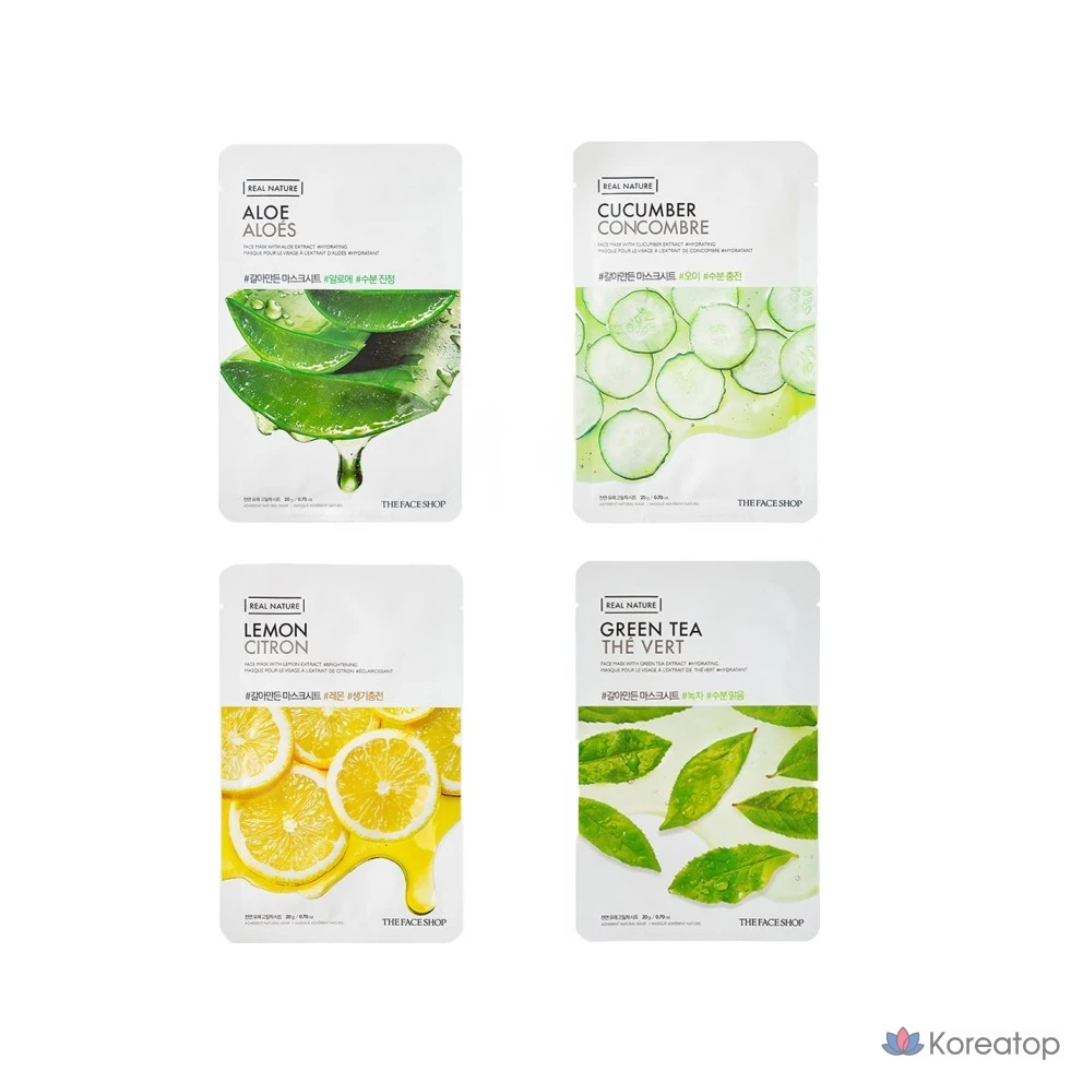 Тканевая маска для лица The Face Shop Real Nature Mask Sheet Cucumber, 10 шт., фото 5