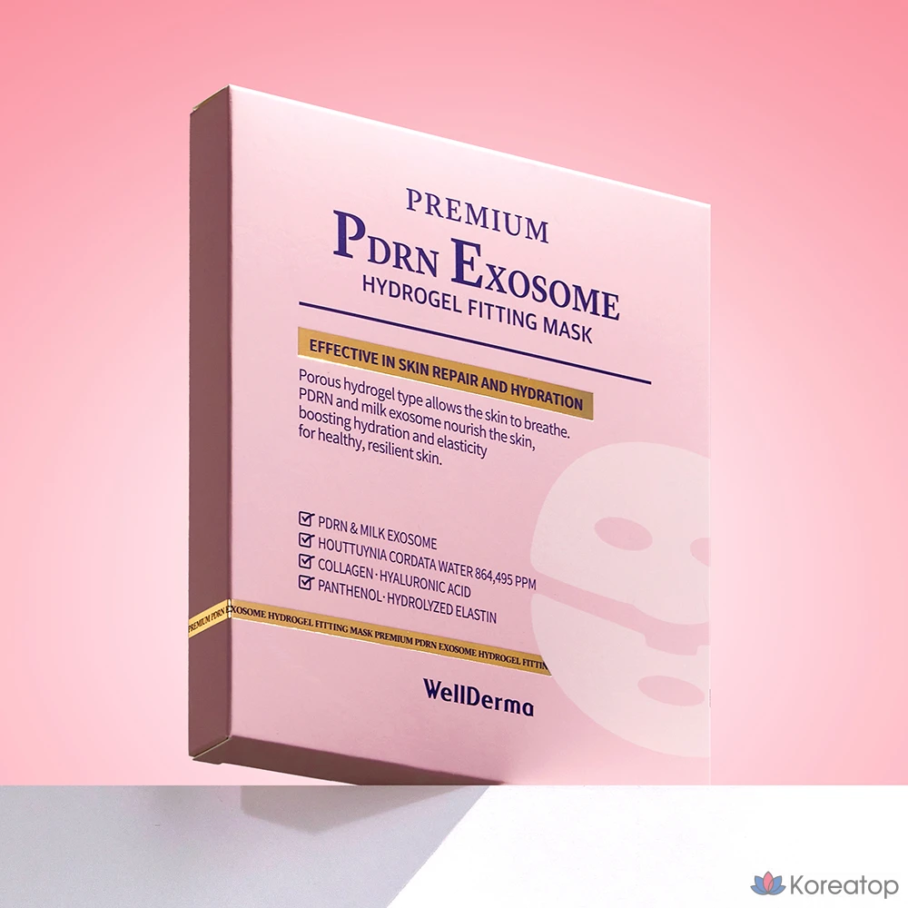 Тканевая маска для лица WellDerma Premium PDRN Exosome Hydrogel Fitting Mask, 30 г, 14 шт., фото 3