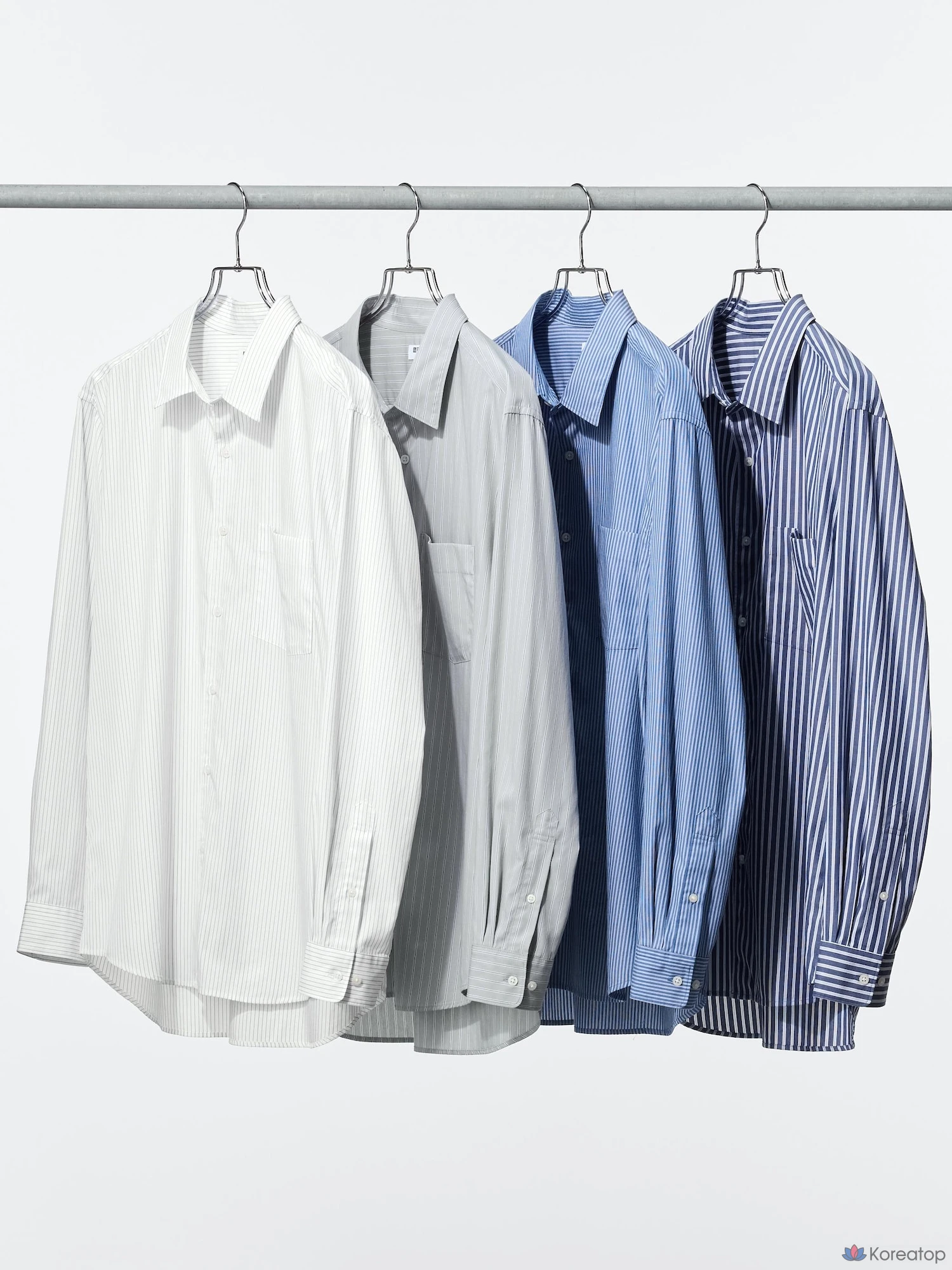 Рубашка Uniqlo Broadcloth Shirt Button-Down Collar Stripe E