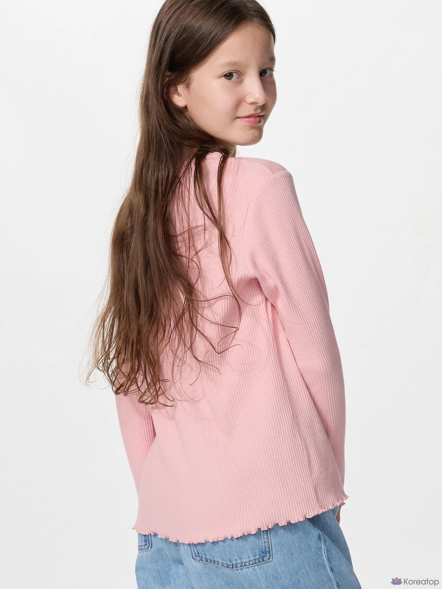 Футболка для девочек Uniqlo Rib Crew Neck Long Sleeve T-Shirt