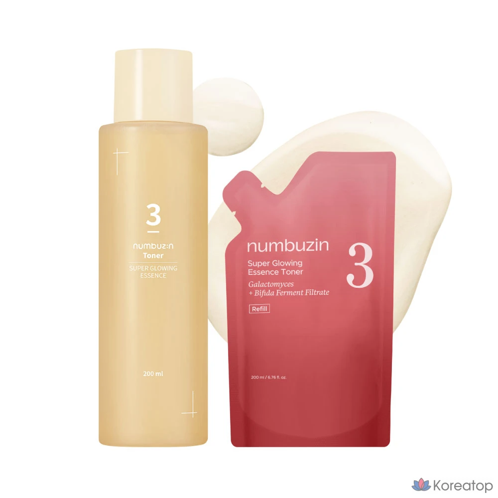 Тонер Numbuzin No.3 Glowing Essence Toner, 200 мл + 200 мл, 1 шт.