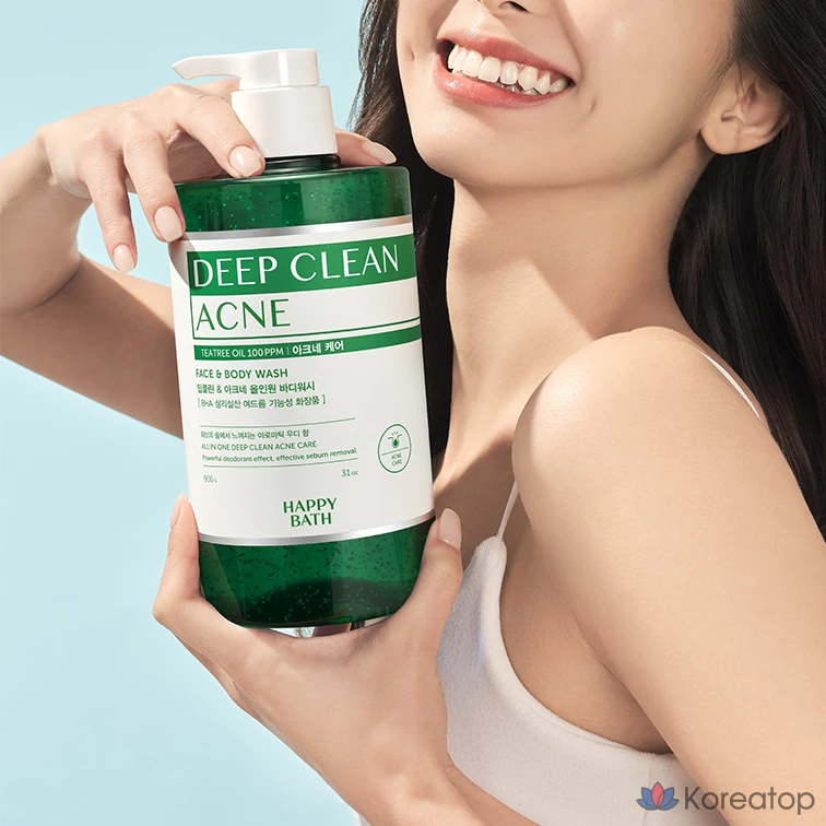 Гель для душа Happy Bath Deep Clean Tea Tree Acne Care All-in-one Body Wash Aromatic Woody, 900 г, 1 шт.