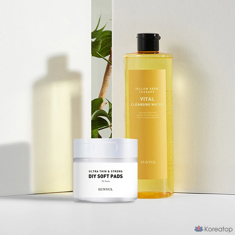 Набор для ухода Eunyul Yellow Seed Therapy Vital Cleansing Water + Pads 2-piece Set, 500 мл + 70 шт., 1 шт.