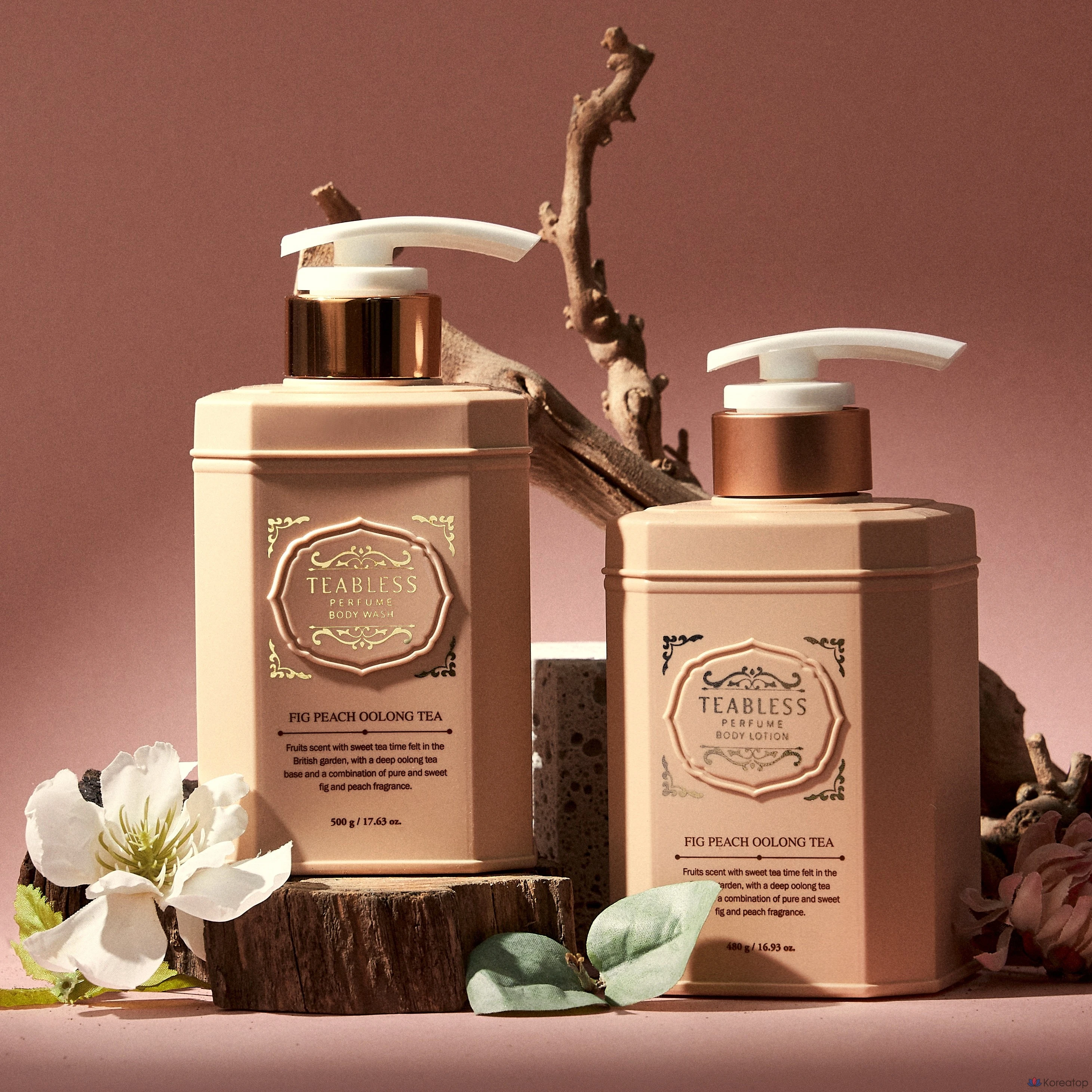 Набор для ухода TEABLESS Perfume Body Lotion + Body Wash + Gift Box Set, аромат Oolong Tea Fig Peach, 1 шт.