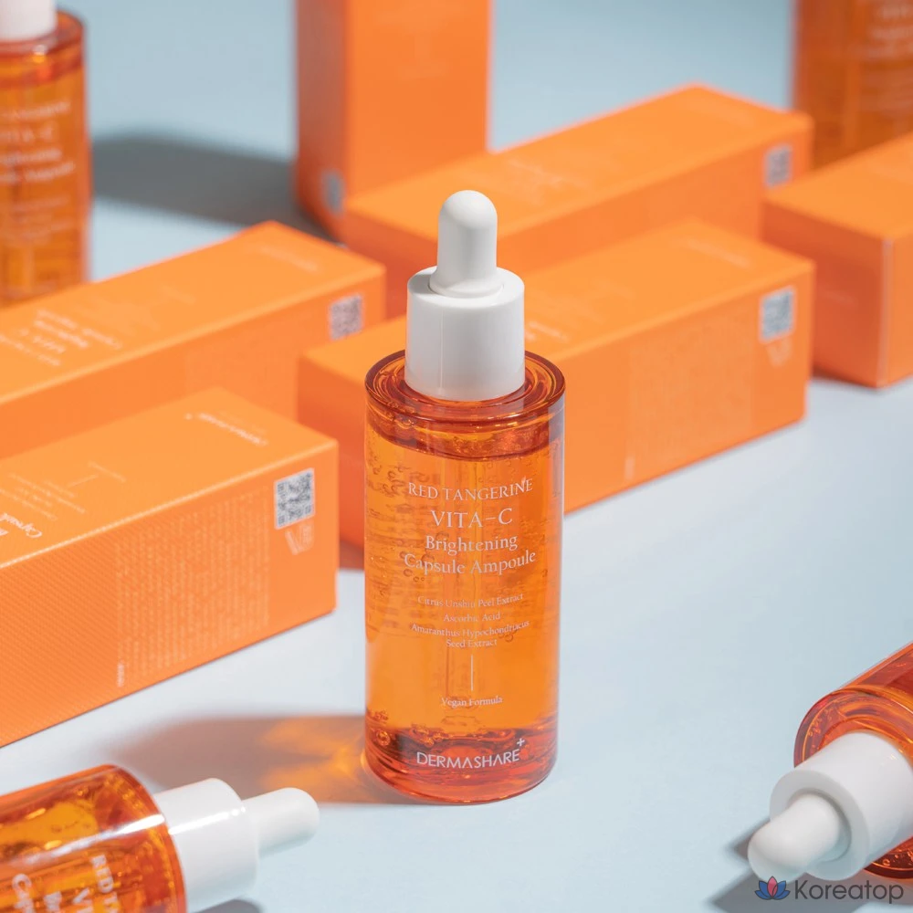 Ампульная сыворотка Dermashare Vegan Red Orange Vitamin C Brightening Capsule Serum + Cream Set, 100 мл, 1 шт.
