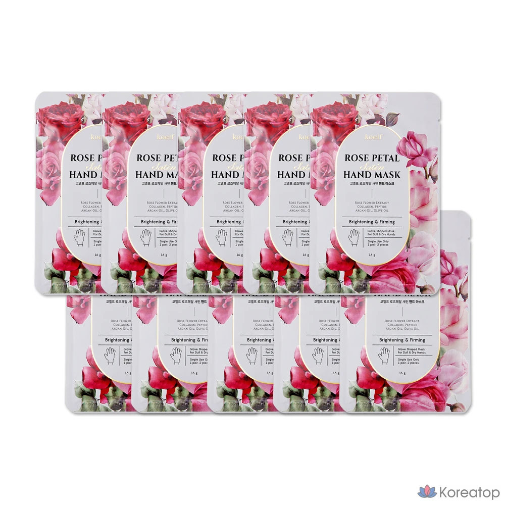 Тканевая маска для рук Koelf Rose Petal Satin Hand Mask, 16 г, 10 шт.
